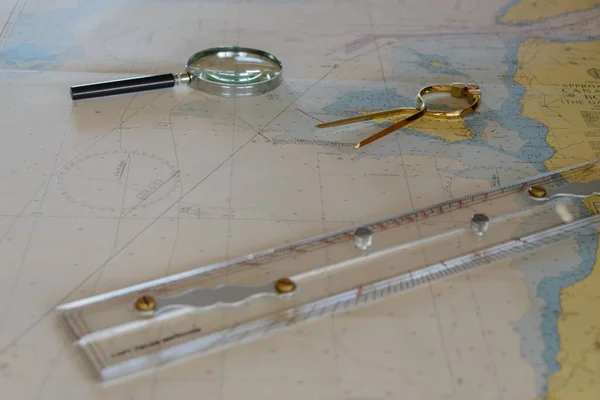 Navigational Instruments Map — Stock Photo, Image