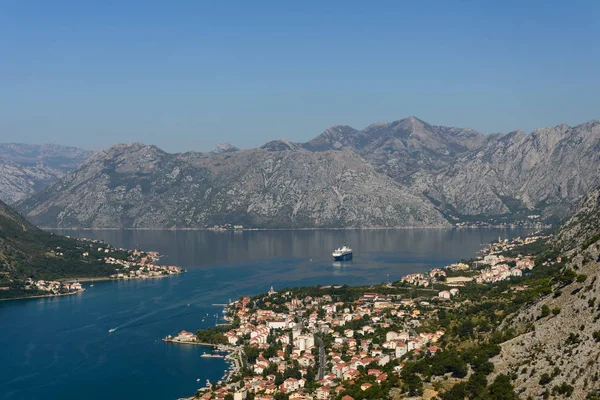 Hermosa Vista Bahía Kotor Desde Colina — Foto de Stock