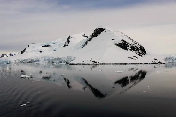 Paisaje Marino Antártico Con Reflejo Imagen de stock