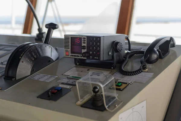 Hajó Ellenőrzési Navigációs Hídon — Stock Fotó
