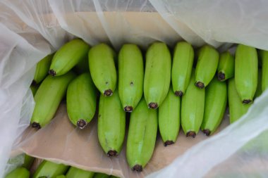 Green bananas in box clipart