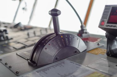 Ship's control on navigational bridge clipart
