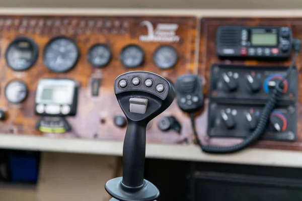 Vara Control Aerodeslizador Dentro Cabina Del Piloto Cerca — Foto de Stock