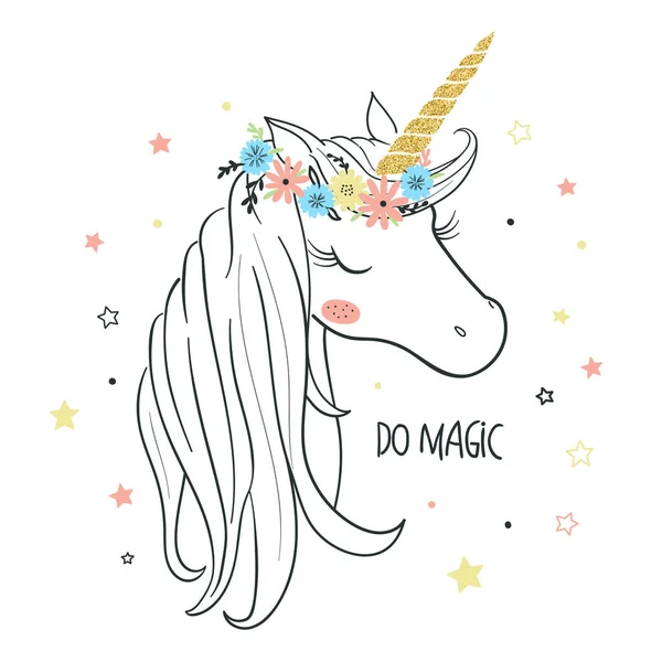 Tête Licorne Shirt Graphique Pour Les Vêtements Pour Enfants Utilisez — Image vectorielle