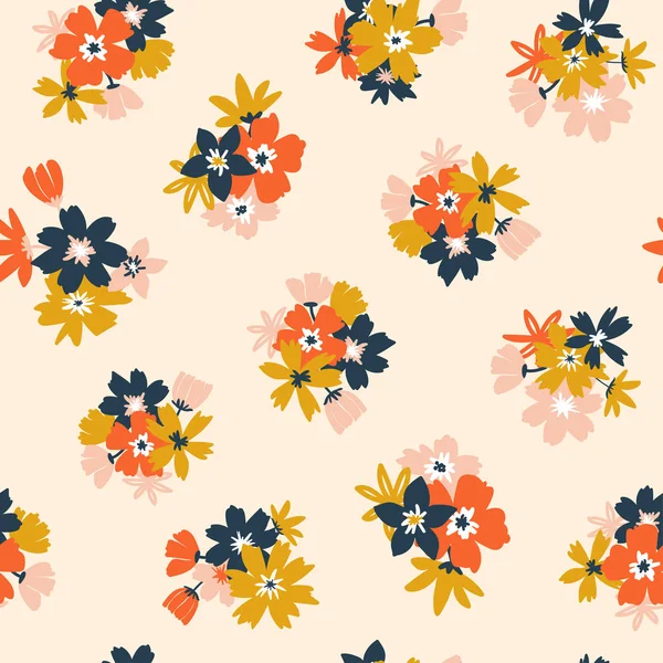 Яркий летний бесшовный узор с красочными цветами — стоковый вектор