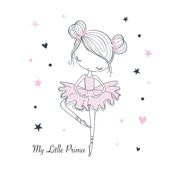 Petite danseuse ballerine. Illustration vectorielle vectorielle de gribouillis — Image vectorielle