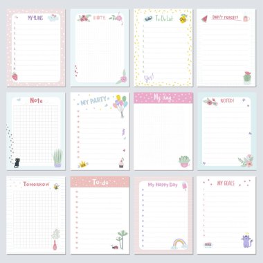 Basit planlamacılar kümesi ve çocuklar için yapılacak listeler