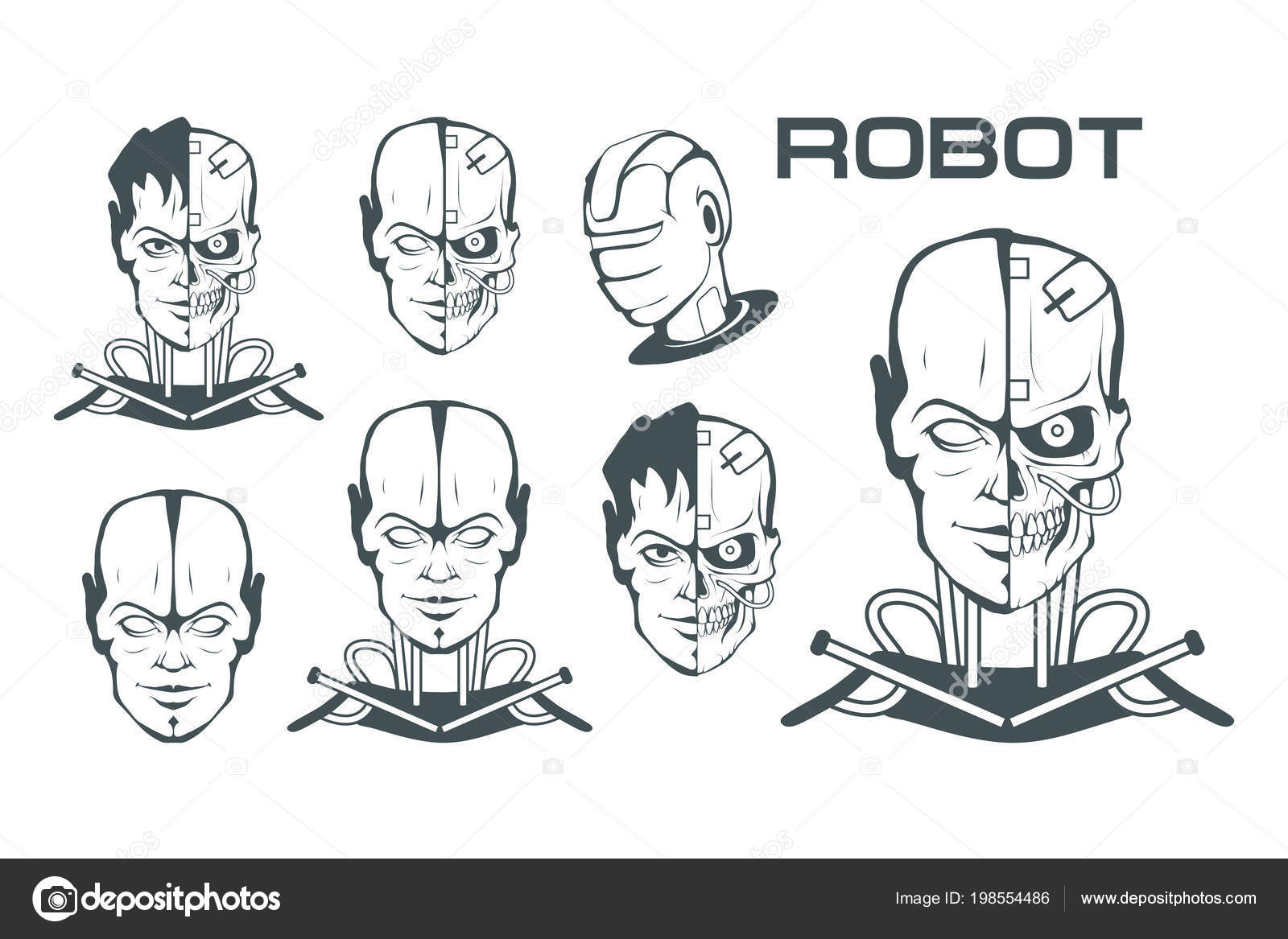 Android Set Robotic Face Robot Logo Design Robotics Vector Graphics Stock Vector Image By C Korniakovstock Gmail Com 198554486