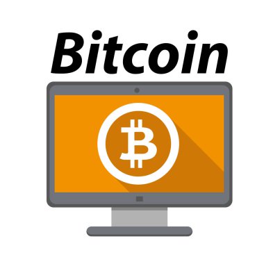 Bitcoin logo. Kripto para birimi. Bilgisayar para. Vektör grafik tasarım.