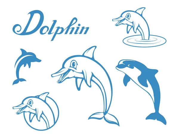 Dauphin Bande Dessinée Animal Marin Conception Vectorielle — Image vectorielle
