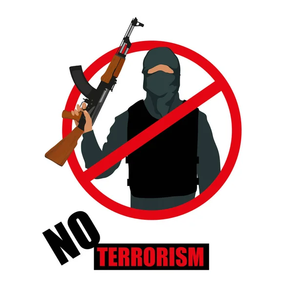 Terroriste Armé Arrêtez Terrorisme Concept Terrorisme Graphiques Vectoriels Concevoir — Image vectorielle