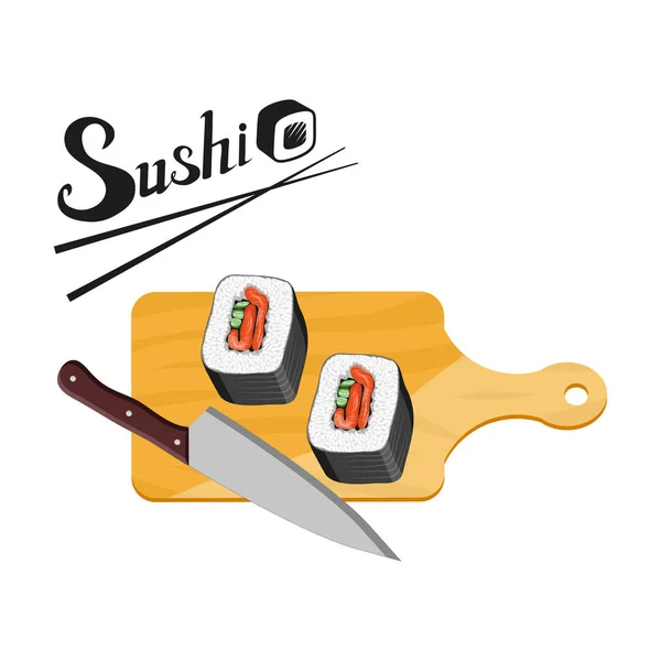 Logo Sushi Illustration Réaliste Des Sushis Plat Cuisine Japonaise Traditionnelle — Image vectorielle