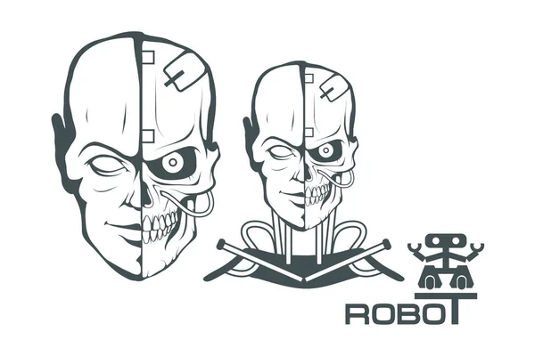 Zestaw Android Robotic Twarz Robot Logo Projektu Robotyka Grafiki Wektorowej — Wektor stockowy