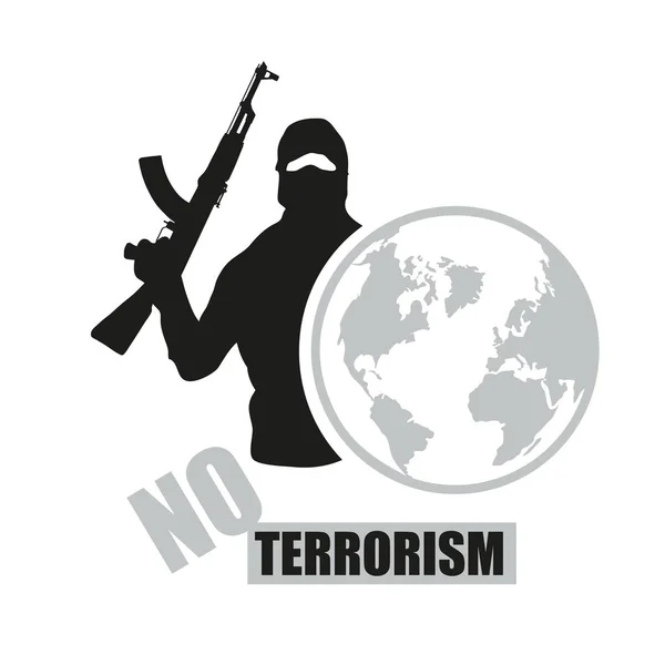 Terroriste Armé Arrêtez Terrorisme Concept Terrorisme Graphiques Vectoriels Concevoir — Image vectorielle