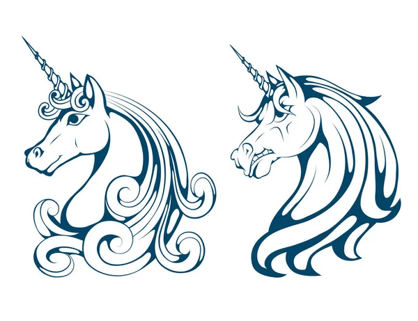 Unicornio Cabeza Unicornio Dibujos Animados Animal Mágico Diseño Vectorial — Vector de stock