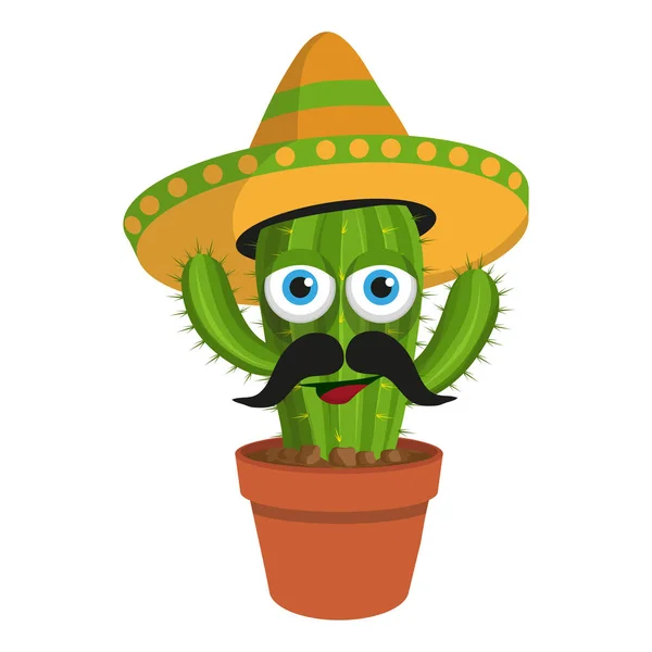 Icône Cactus Cartoon Cactus Dans Une Casserole Prickly Plant Graphiques — Image vectorielle