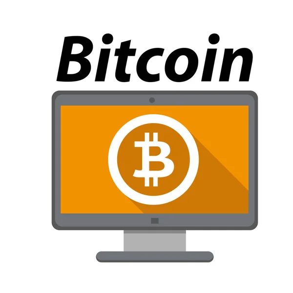 Bitcoin Логотип Крипто Валюти Комп Ютер Гроші Векторна Графіка Дизайн — стоковий вектор