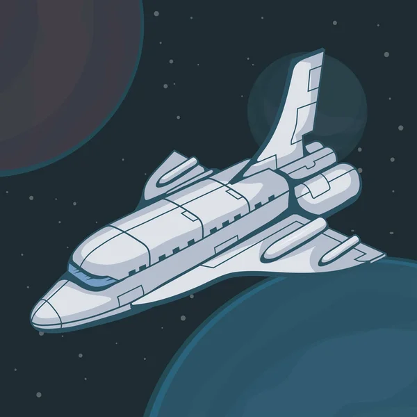 Raumfähre Handgezeichnetes Raumschiff Raumfahrt Durch Die Galaxie Vektorgrafiken Entwerfen — Stockvektor