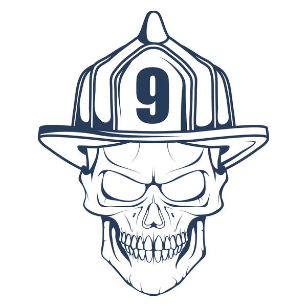 Firefighting Logo Fireman Head Mask Fire Department Label Vector Design — Stock Vector