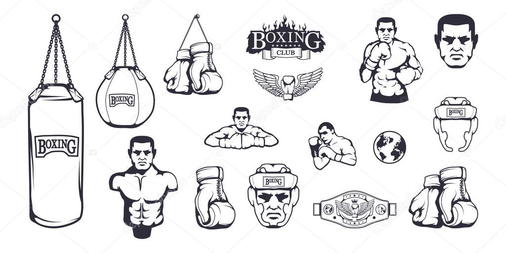boxing logo set