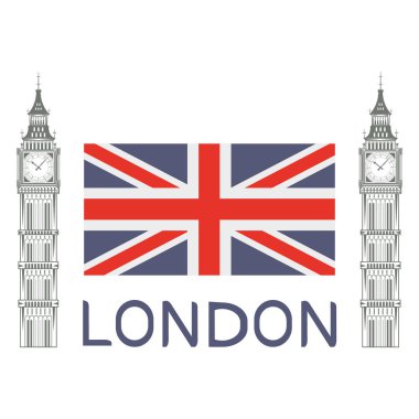 Londra'nın set tasarımı için. Büyük Britanya. Ben kulenin. Londra telefon kulübesi. Vektör grafik tasarım.