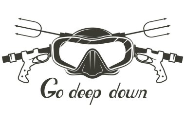 Dalış. Scuba diving logosunu görmeniz gerekir. Dalgıç maskesi. Dalış kask. Vektör grafik tasarım.