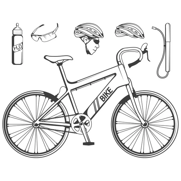 Bir Bisiklet Bisikletçi Spor Motor Bisiklet Kask Adam Bisiklete Binmek — Stok Vektör