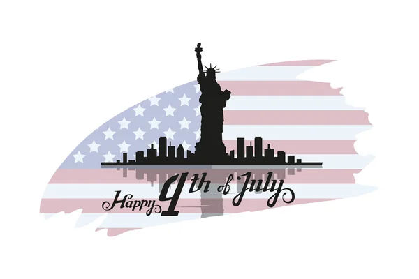 アメリカの独立記念日 アメリカの伝統的なシンボル ハッピー独立記念日 自由の女神像 アメリカの国旗 ベクトル グラフィックをデザインするには — ストックベクタ