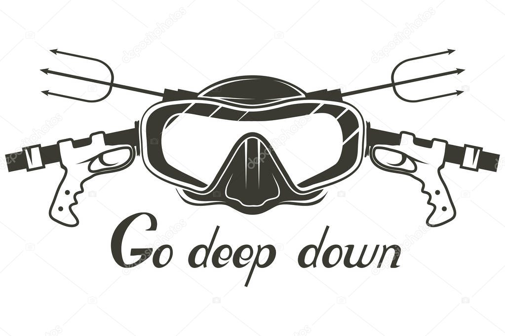 Diving. Scuba diving logo. Diver mask. Scuba-diving helmet. Vector graphics to design.