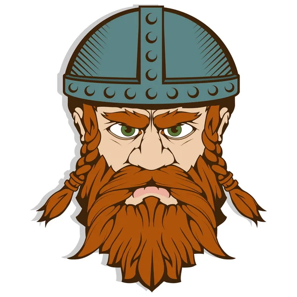 Hand Getrokken Van Een Viking Een Helm Scandinavische Traditionele Wapens — Stockvector