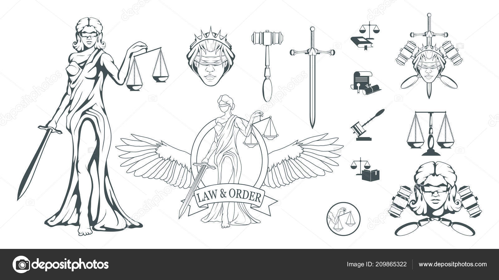 Themis Ancient Greek Goddess Justice Hand Drawn Scales Justice Symbols Vector Image By C Korniakovstock Gmail Com Vector Stock 209865322