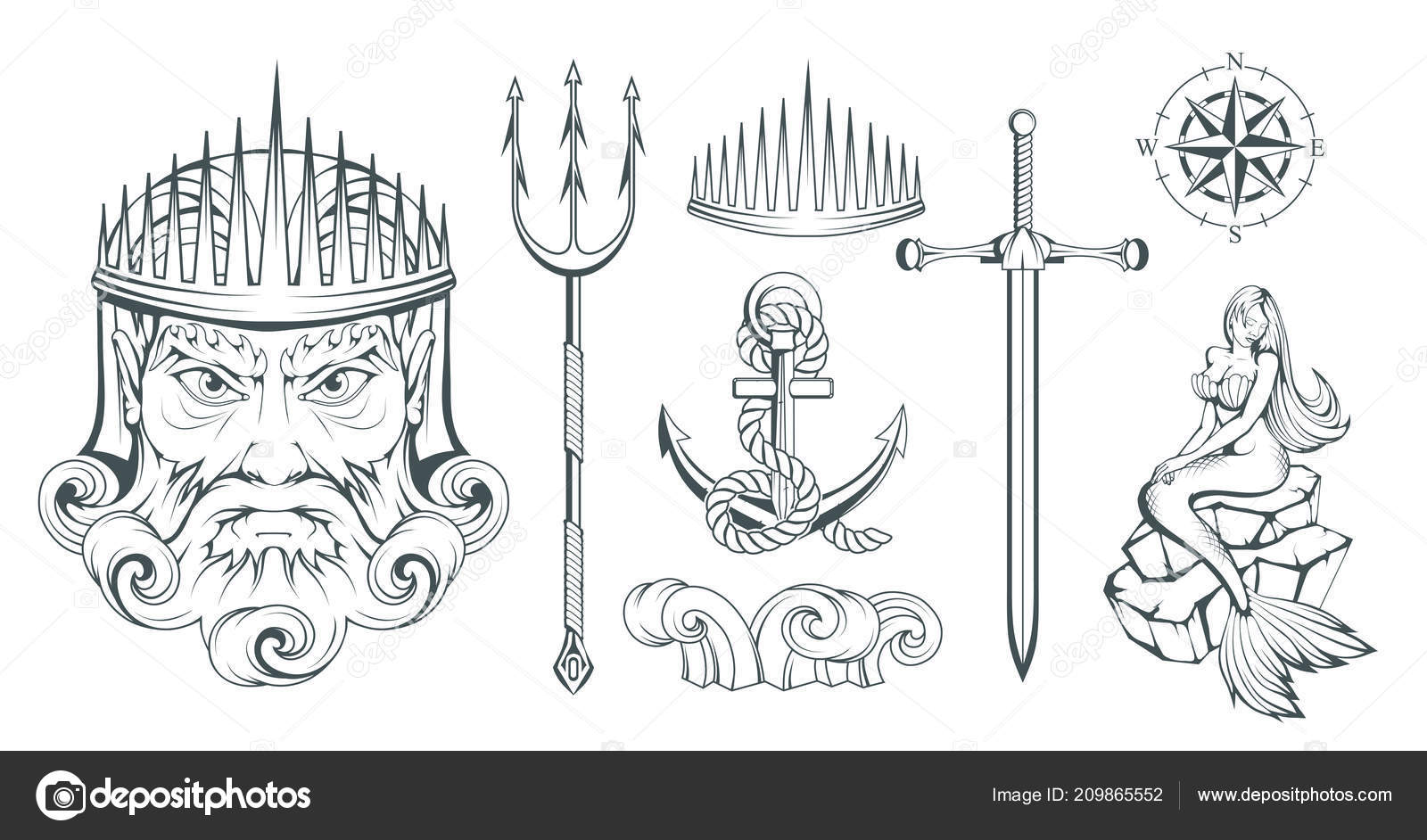 Poseidon Ancient Greek Supreme Sea God Greek Mythology Neptune Trident Vector Image By C Korniakovstock Gmail Com Vector Stock