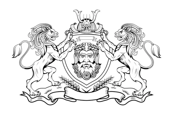 Heraldika, heraldický znak nebo znak, heraldické prvky pro design, gravírování, vintage retro styl, heraldika zvířata emblém, zvířata logo, vektorové grafiky k návrhu — Stockový vektor