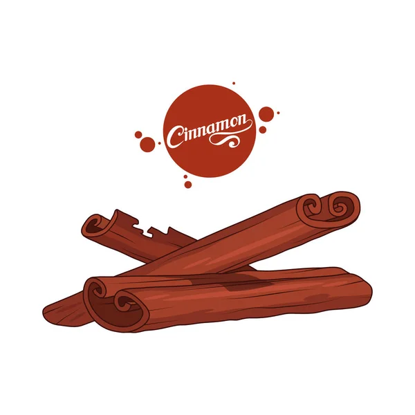 Hand Drawn Cinnamon Sticks Spicy Ingredient Cinnamon Logo Healthy Organic — Stock Vector