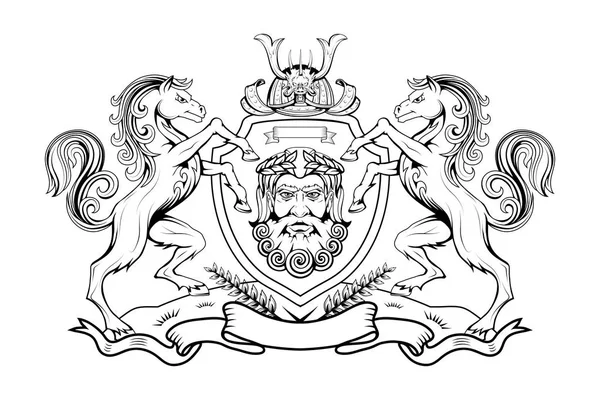 紋章のクレストまたは紋章付き外衣 デザイン ヴィンテージのレトロなスタイル 紋章動物紋章 動物ロゴ デザインにベクター グラフィックスの紋章の要素 — ストックベクタ