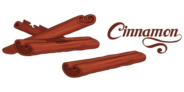 Hand Drawn Cinnamon Sticks Spicy Ingredient Cinnamon Logo Healthy Organic — Stock Vector