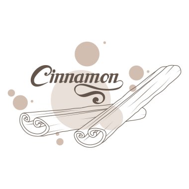 El çekilmiş tarçın, baharatlı madde, tarçın logosu, sağlıklı organik gıda, beyaz arka plan, mutfak otlar, etiket, gıda, doğal sağlıklı gıda, vektör grafik tasarımı için tarçın baharat