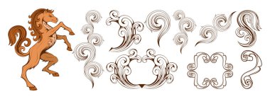 hanedanlık armaları, Hanedan Arması veya arması, tasarım, gravür, vintage retro tarzı, hanedanlık armaları hayvanlar amblemi, hayvanlar logosu, vektör grafik tasarım için hanedan öğeleri