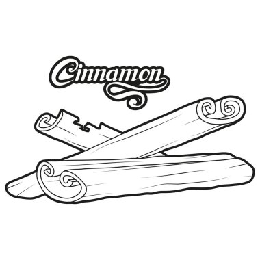 El çekilmiş tarçın, baharatlı madde, tarçın logosu, sağlıklı organik gıda, beyaz arka plan, mutfak otlar, etiket, gıda, doğal sağlıklı gıda, vektör grafik tasarımı için tarçın baharat