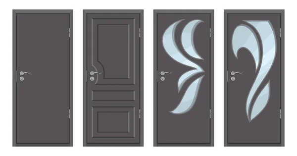 Puertas Madera Colores Aisladas Sobre Fondo Blanco Puerta Madera Realista — Vector de stock