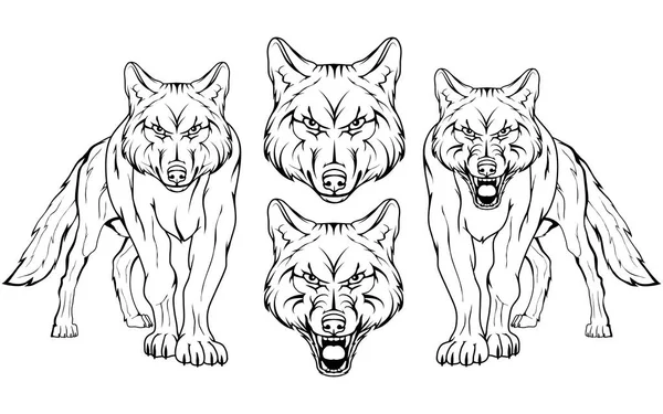 Wolf Isolated White Background Colour Illustration Suitable Logo Team Mascot — стоковый вектор