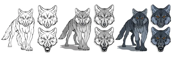 Wolf Isolated White Background Colour Illustration Suitable Logo Team Mascot — стоковый вектор