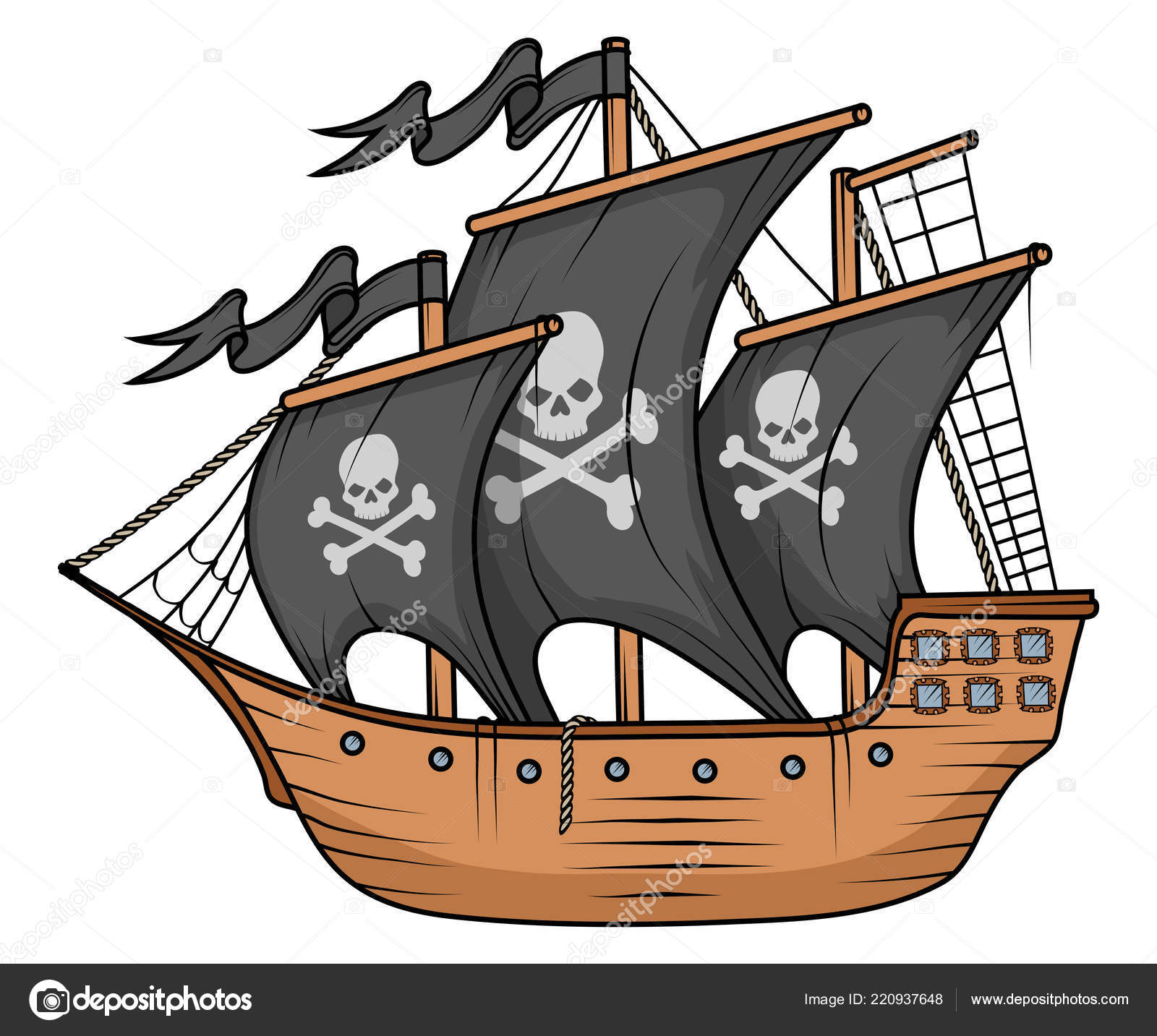 Pirate Ship Boat Illustration Isolated White Background Cartoon Sea Pirate  Stock Vector by ©korniakovstock@gmail.com 220937648