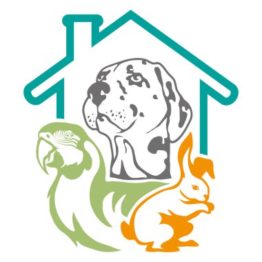 Evde beslenen hayvan hayvanlar logolu