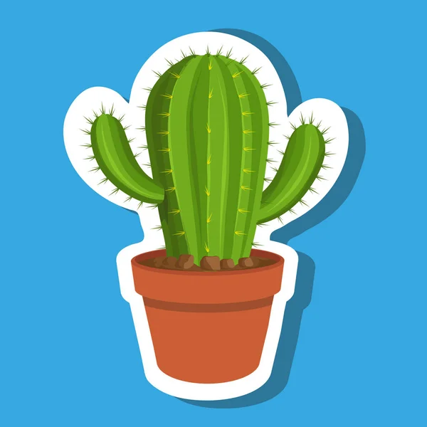 Autocollant Cactus Vecteur Plante Cactus Pot Plantes Désert Pot Fleurs — Image vectorielle