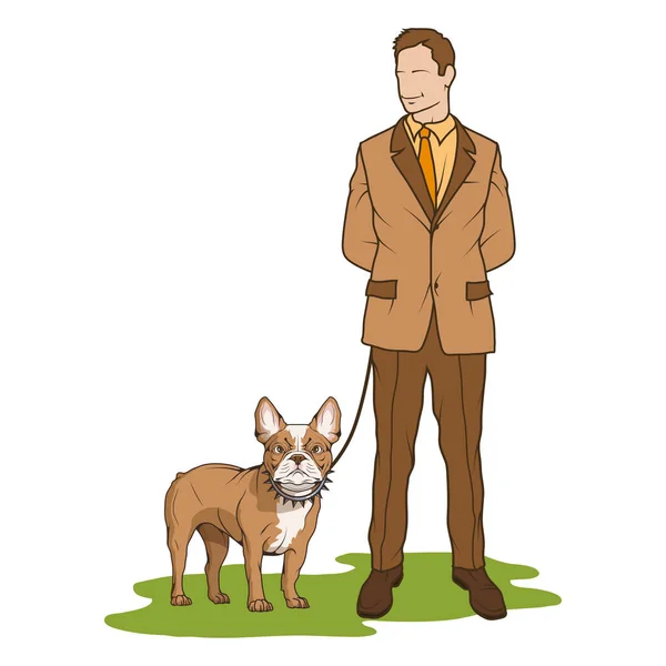 Muž Psem Pes Přátelství Muž Pet — Stockový vektor