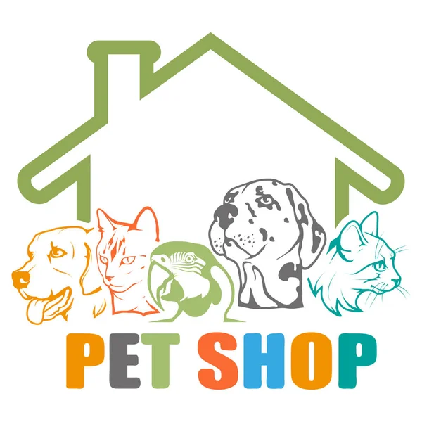 Pet Logo Met Dieren — Stockvector