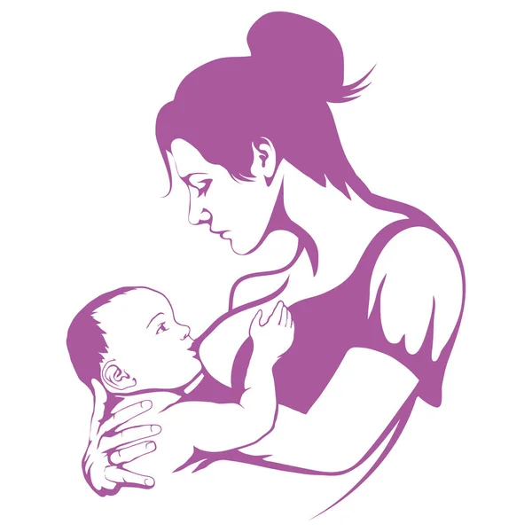 Borstvoeding Moeder Baby Voeding Van Moedermelk Borstvoeding Logo — Stockvector