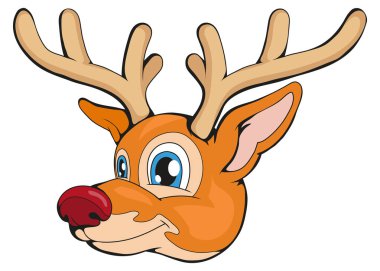 Beyaz arka plan üzerinde izole Noel geyiği. Yılbaşı tatil. Noel geyiği. Kış karakter kafa. Farklı yeni yıl karakter. Kış kutlama. Geyik kış elbiseleri giymiş. Yeni yıl