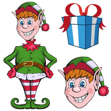 Noel elf. Noel için farklı elfler kümesi. Farklı yeni yıl karakter. Noel Baba yardımcıları. Yeni yıl karakter Noel elf şeklinde. Merry Xmas tasarım öğesi.